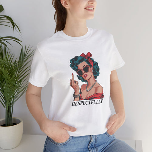 1960s Retro Lady Middle Finger Women's Jersey Short Sleeve Tee